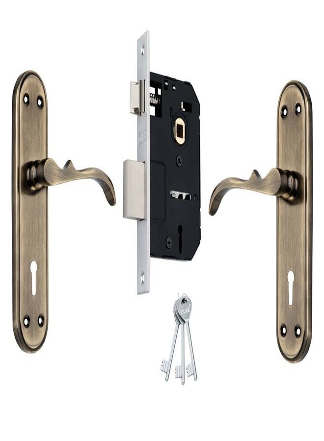 Duke Mortise Door Lock Set 604 Gloss Finish Antique Door Lock and Handle with 3 Keys for Home | Mortice Door Locks for Home, Living Room, Hotel - Image 2